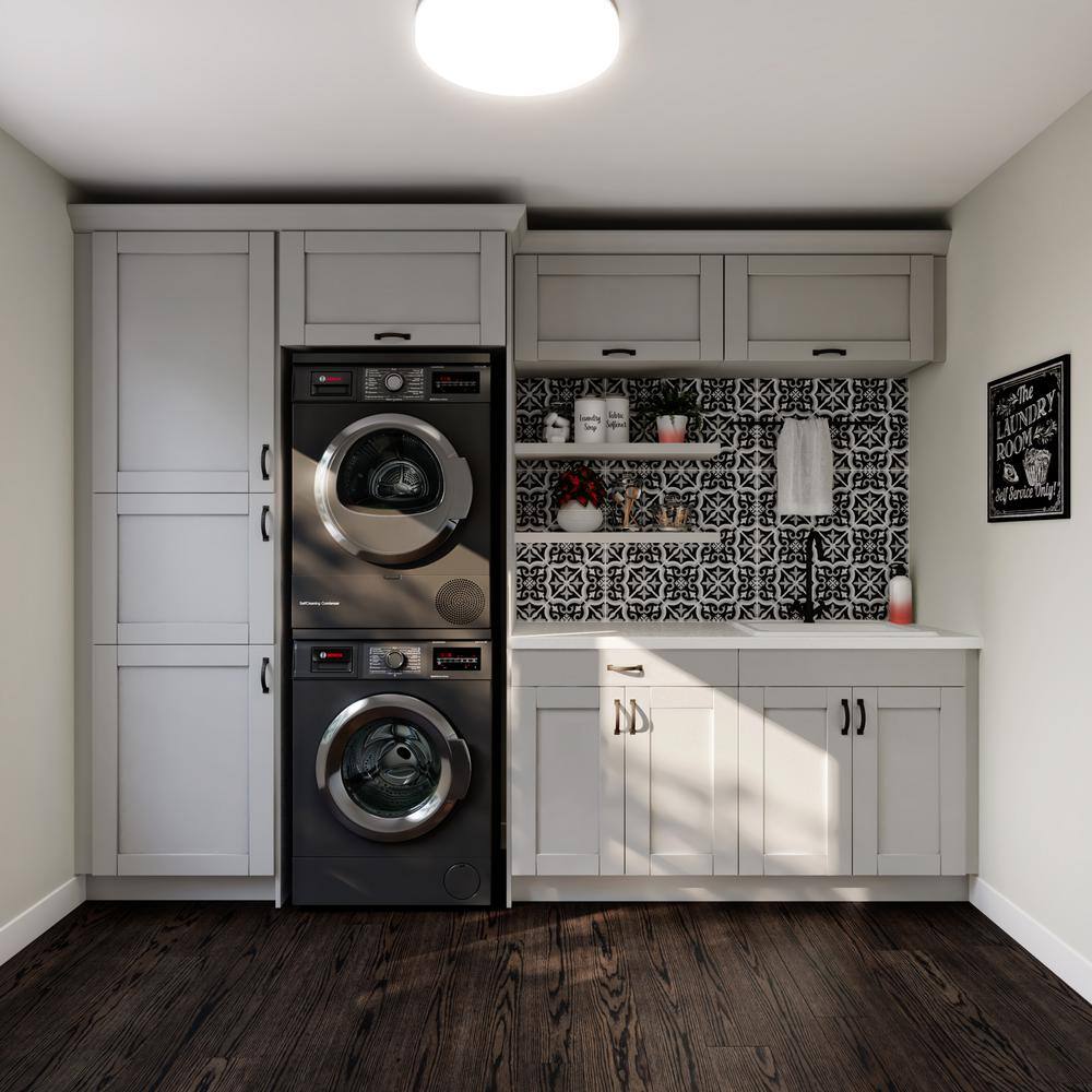 Cumberland 12 in. W x 34.5 in. H x 24 in. D Light Gray Shaker Assembled Pullout Right Spice Rack Kitchen Cabinet