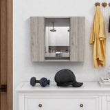 cadeninc 23.6 in. W x 19.5 in. H Bathroom Surface Mount Medicine Cabinet with Double Door, Mirror,1-Shelf in Light Gray