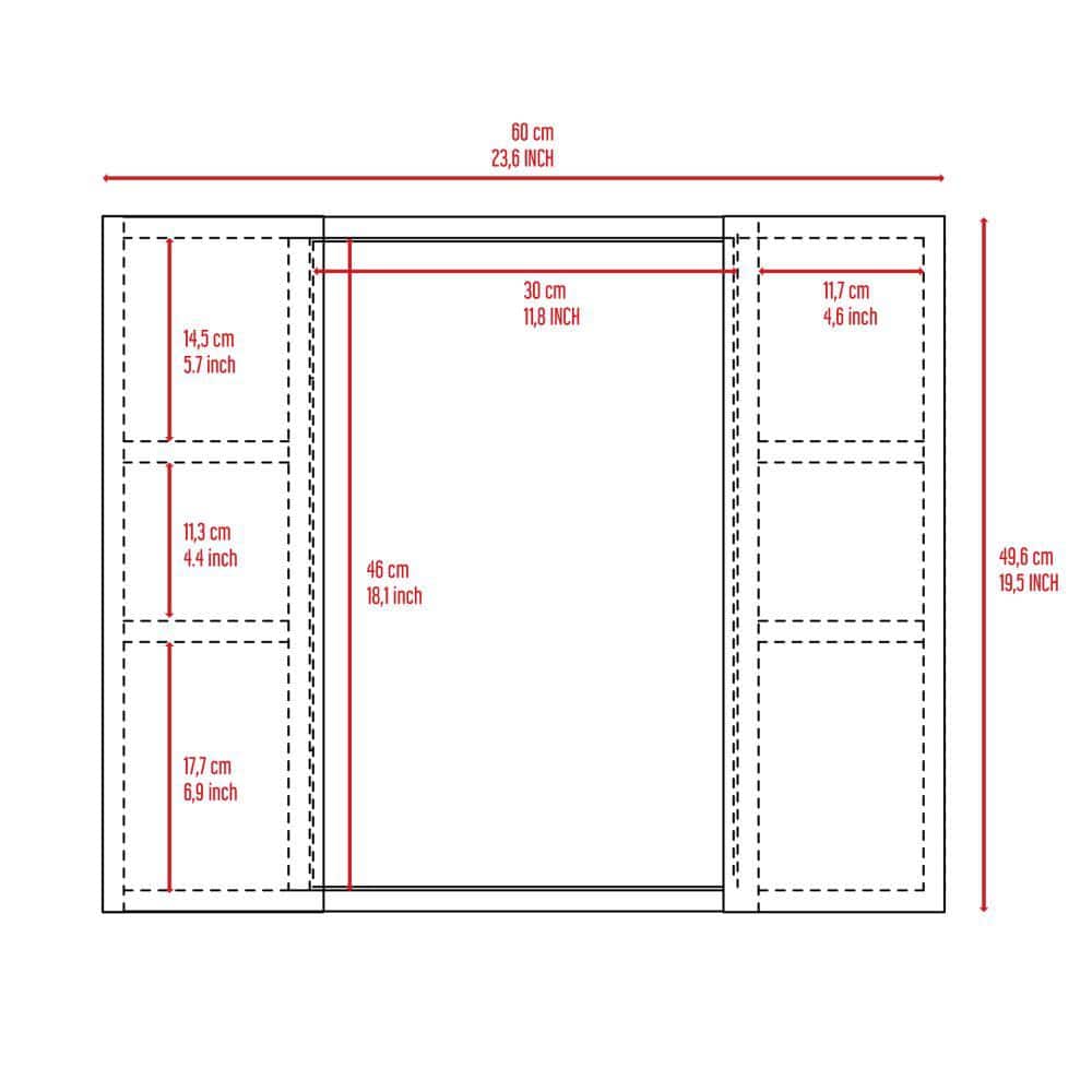 cadeninc 23.6 in. W x 19.5 in. H Bathroom Surface Mount Medicine Cabinet with Double Door, Mirror,1-Shelf in Light Gray