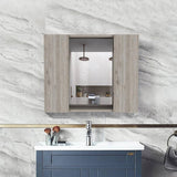 cadeninc 23.6 in. W x 19.5 in. H Bathroom Surface Mount Medicine Cabinet with Double Door, Mirror,1-Shelf in Light Gray
