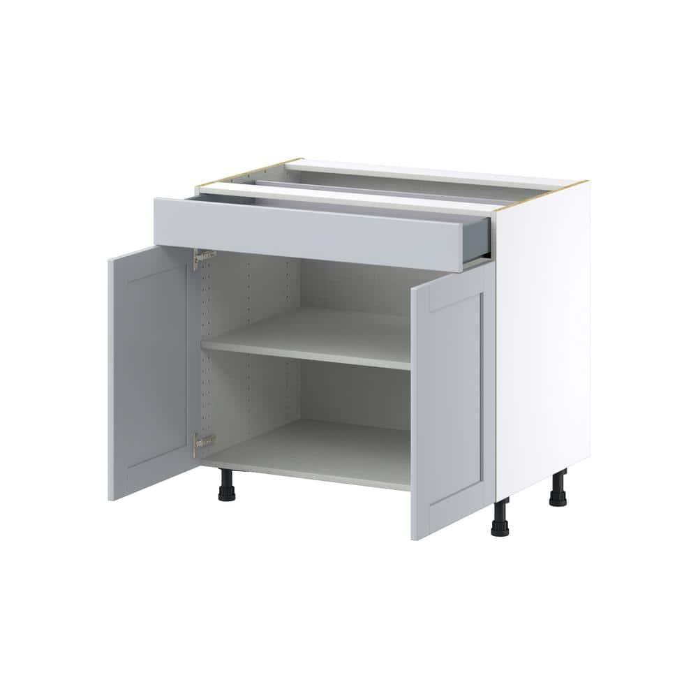 J COLLECTION Cumberland Light Gray Shaker Assembled Base Kitchen Cabinet with a Drawer (36 in. W x 34.5 in. H x 24 in. D)
