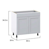 J COLLECTION Cumberland Light Gray Shaker Assembled Base Kitchen Cabinet with a Drawer (36 in. W x 34.5 in. H x 24 in. D)