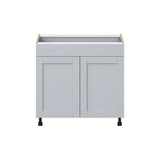 J COLLECTION Cumberland Light Gray Shaker Assembled Base Kitchen Cabinet with a Drawer (36 in. W x 34.5 in. H x 24 in. D)
