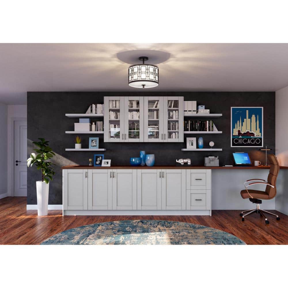 J COLLECTION Cumberland Light Gray Shaker Assembled Sink Base Kitchen Cabinet with a False Front (24 in. W x 34.5 in. H x 24 in. D)