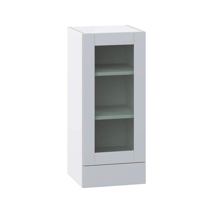 J COLLECTION Cumberland Light Gray Shaker Assembled Glass Door Wall Kitchen Cabinet with 2 Drawer (15 in. W x 35 in. H x 14 in. D)