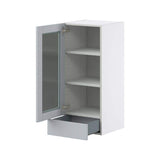 J COLLECTION Cumberland Light Gray Shaker Assembled Glass Door Wall Kitchen Cabinet with 2 Drawer (15 in. W x 35 in. H x 14 in. D)