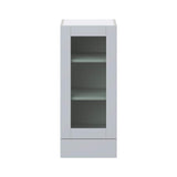 J COLLECTION Cumberland Light Gray Shaker Assembled Glass Door Wall Kitchen Cabinet with 2 Drawer (15 in. W x 35 in. H x 14 in. D)
