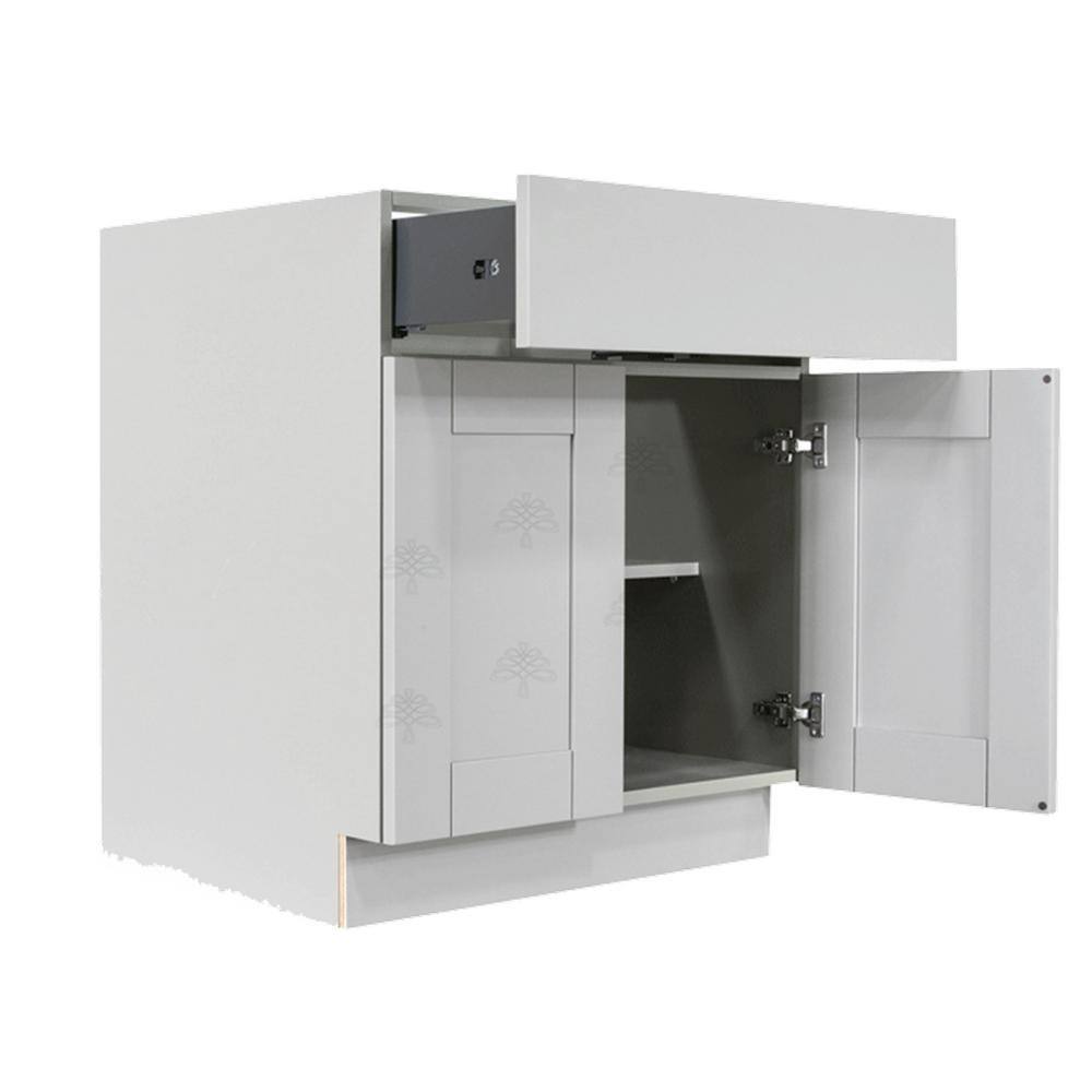 LIFEART CABINETRY Anchester Assembled 30x34.5x24 in. Base Cabinet with 2 Doors and 1 Drawer in Light Gray