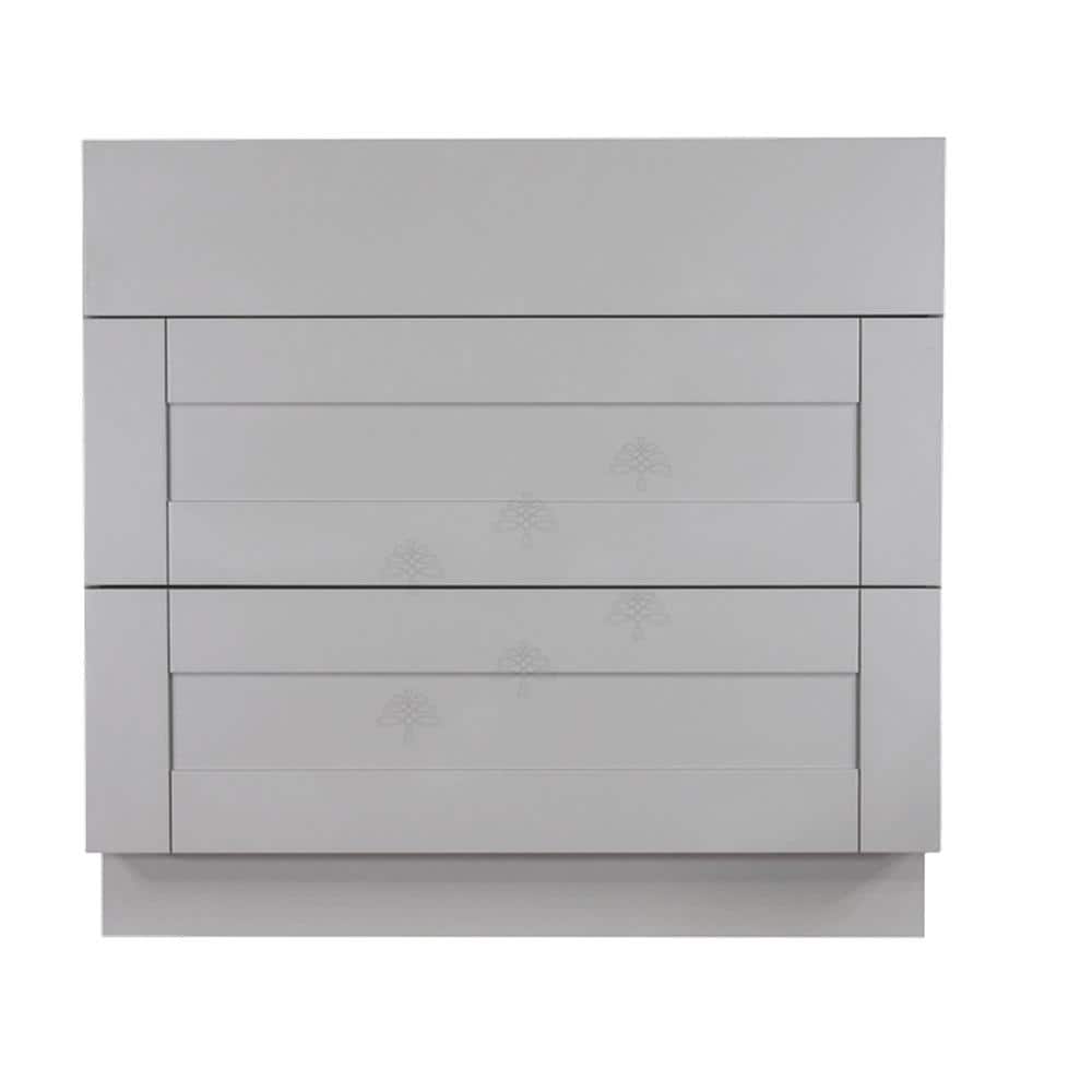 LIFEART CABINETRY Anchester Assembled 27x34.5x24 in. Base Cabinet with 3 Drawers in Light Gray