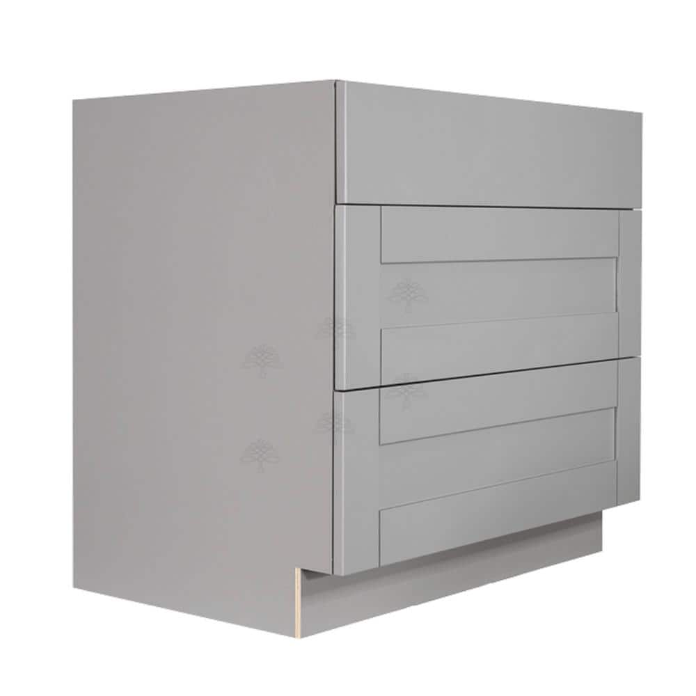 LIFEART CABINETRY Anchester Assembled 27x34.5x24 in. Base Cabinet with 3 Drawers in Light Gray