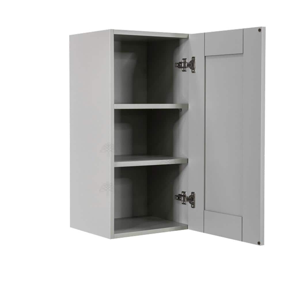 LIFEART CABINETRY Anchester Assembled 15x36x12 in. Wall Cabinet with 1 Door 2 Shelves in Light Gray
