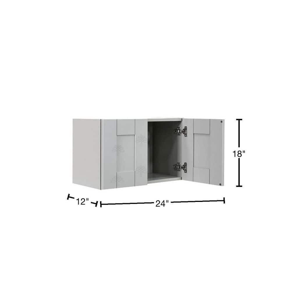 LIFEART CABINETRY Anchester Assembled 24x18x12 in. Wall Cabinet with 2 Doors No Shelf in Light Gray
