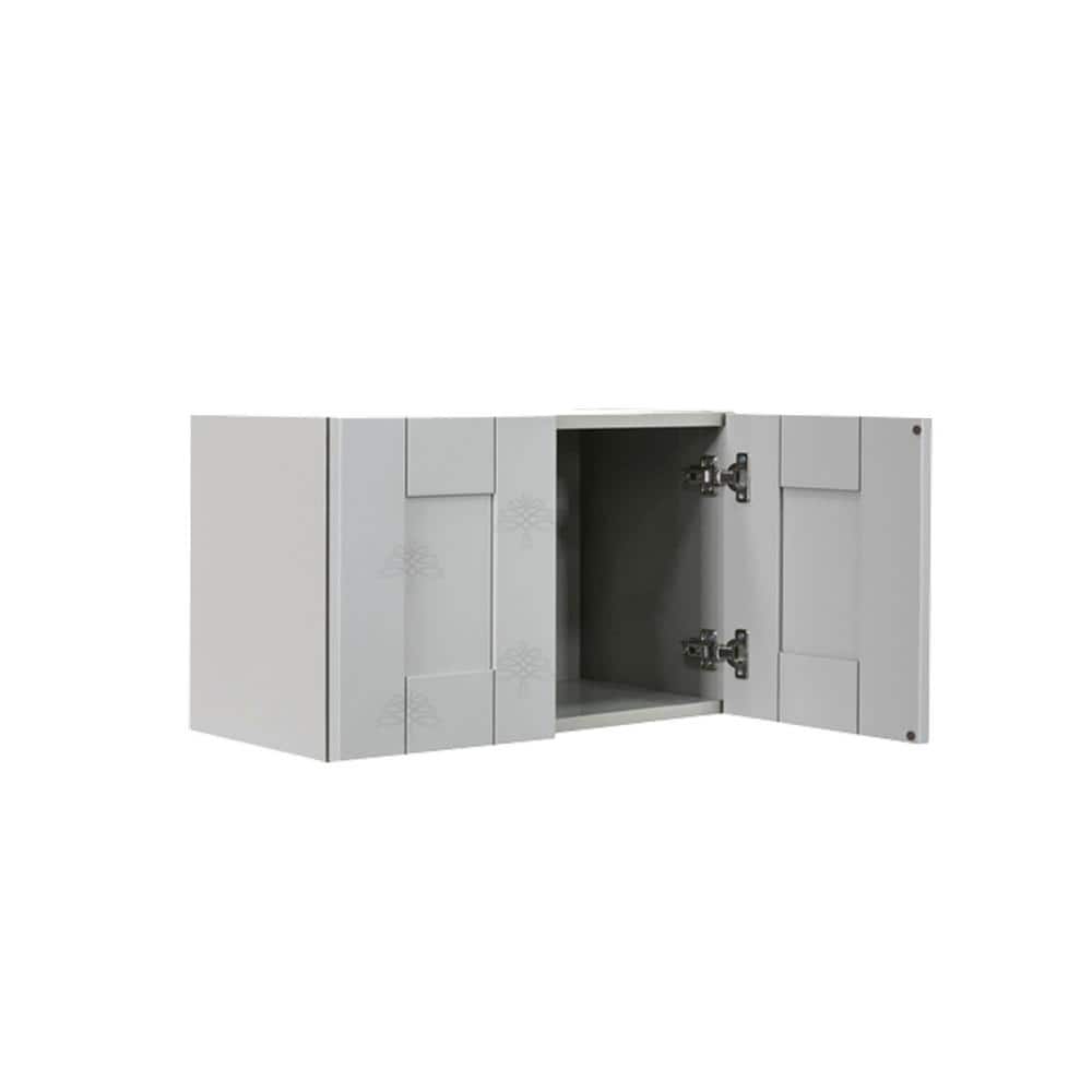 LIFEART CABINETRY Anchester Assembled 24x18x12 in. Wall Cabinet with 2 Doors No Shelf in Light Gray