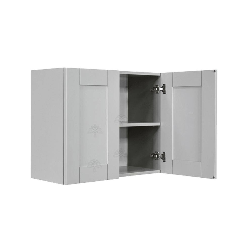 LIFEART CABINETRY Anchester Assembled 30x24x12 in. Wall Cabinet with 2 Doors 1 Shelf in Light Gray