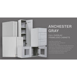 LIFEART CABINETRY Anchester Assembled 24x12x12 in. Wall Diagonal Cabinet with 1 Door in Light Gray