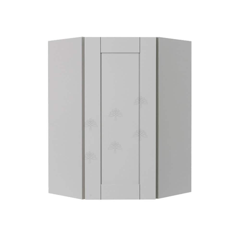 LIFEART CABINETRY Anchester Assembled 24x36x15 in. Wall Diagonal Corner Cabinet with 1 Door 2 Shelves in Light Gray