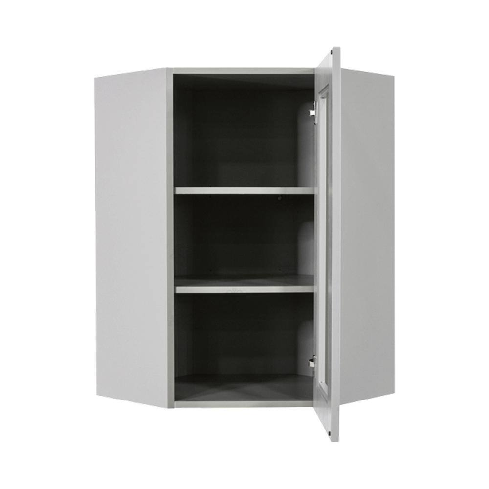 LIFEART CABINETRY Anchester Assembled 24x30x12 in. Wall Diagonal Mullion Door Cabinet with 1 Door 2 Shelves in Light Gray
