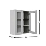 LIFEART CABINETRY Anchester Assembled 24x30x12 in. Wall Mullion Door Cabinet with 2 Doors 2 Shelves in Light Gray