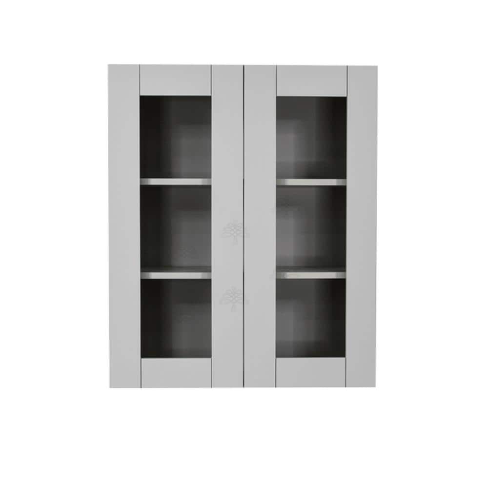 LIFEART CABINETRY Anchester Assembled 24x30x12 in. Wall Mullion Door Cabinet with 2 Doors 2 Shelves in Light Gray