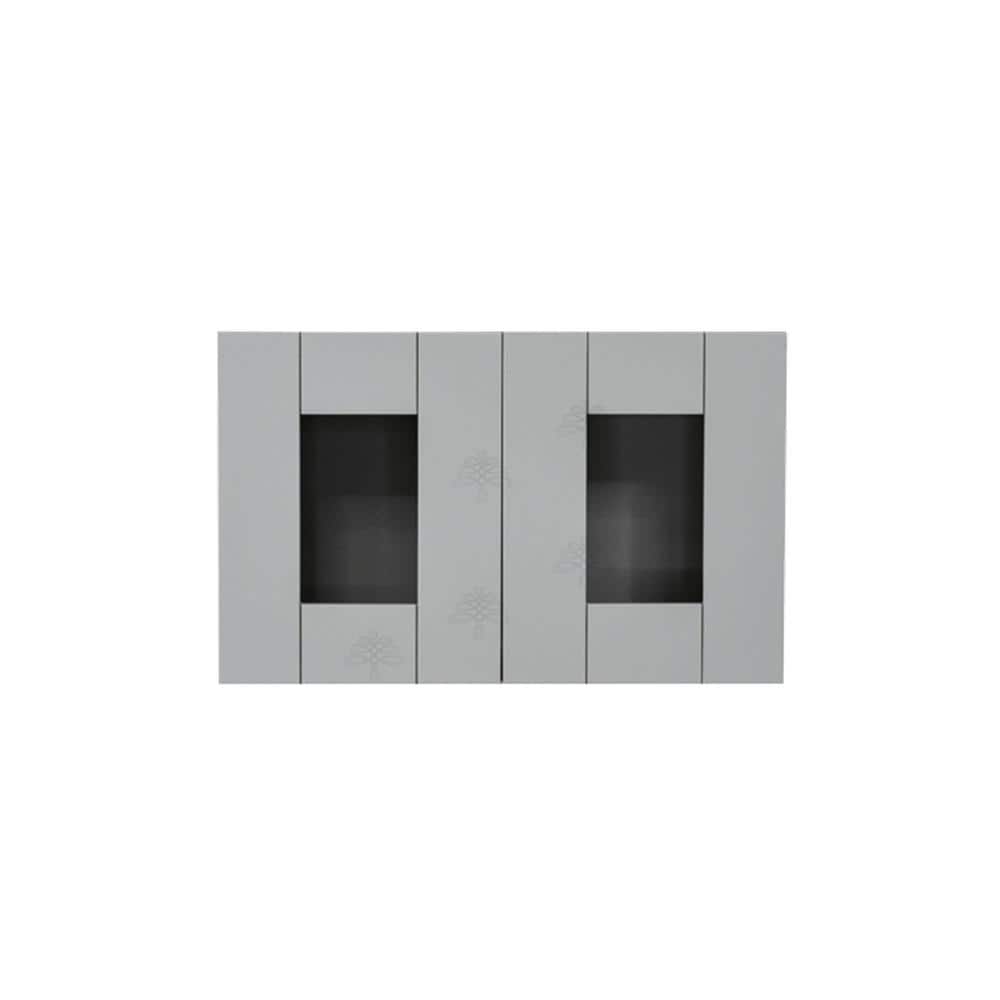 LIFEART CABINETRY Anchester Assembled 36x15x12 in. Wall Mullion Door Cabinet with 2 Doors in Light Gray