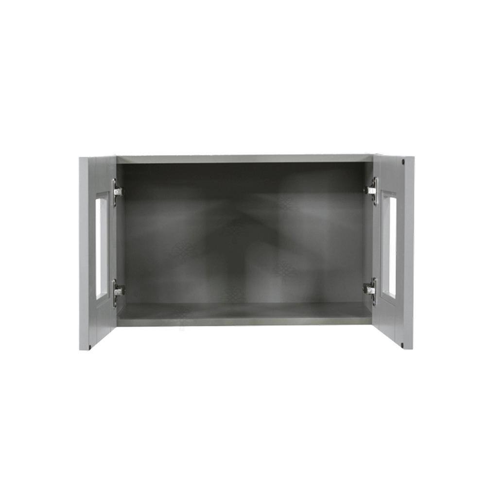 LIFEART CABINETRY Anchester Assembled 36x15x12 in. Wall Mullion Door Cabinet with 2 Doors in Light Gray