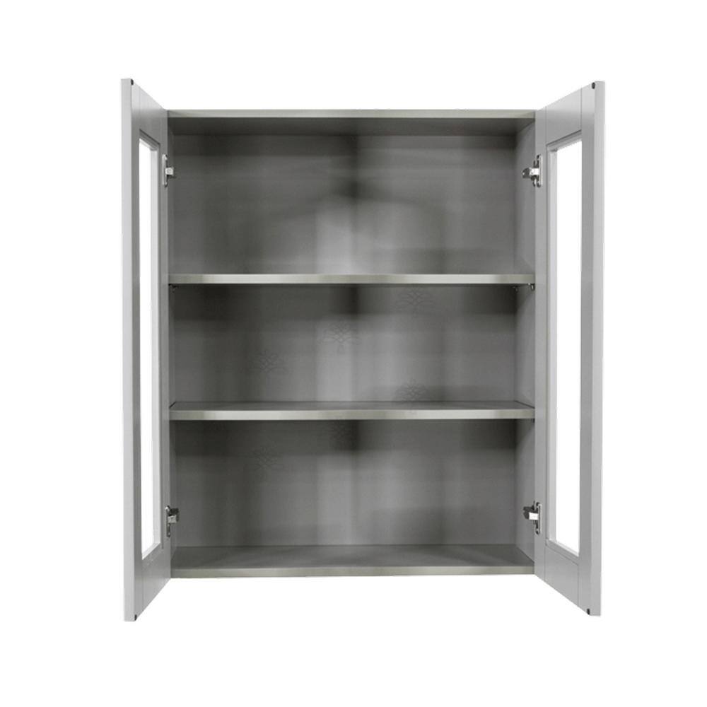 LIFEART CABINETRY Anchester Assembled 36x30x12 in. Wall Mullion Door Cabinet with 2 Doors 2 Shelves in Light Gray