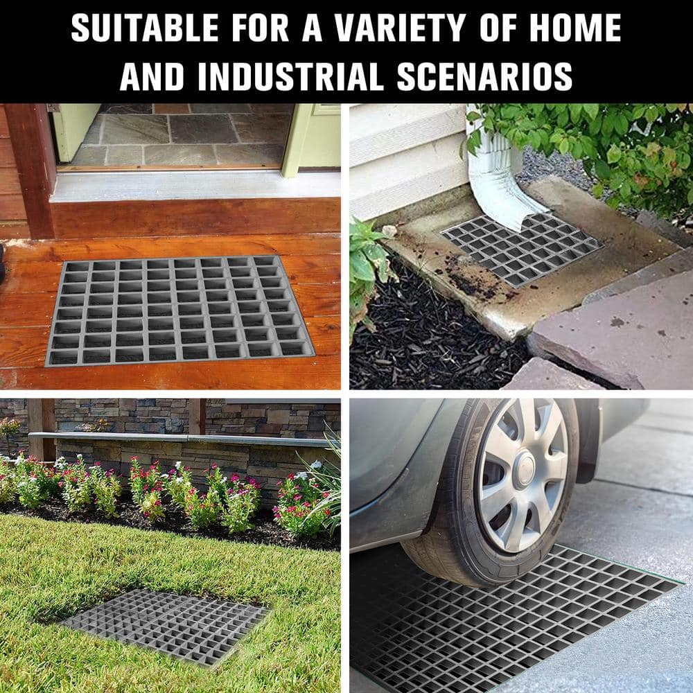 Wellco 10.6 in. x 10.6 in. x 1 in. Gray Fiberglass Molded Grating, Paver,1.5 in. x 1.5 in. x 1 in. (4-Pack)