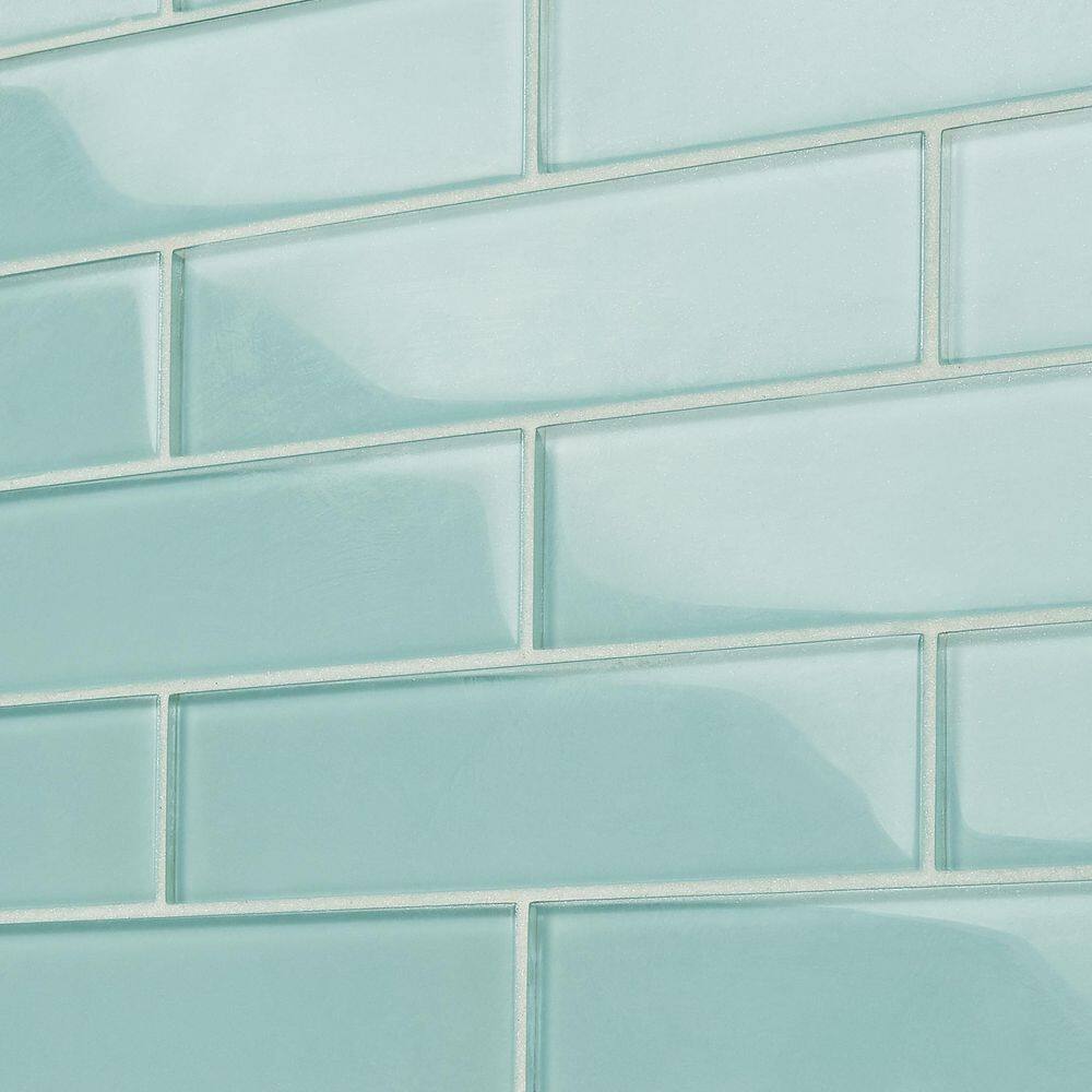 Ivy Hill Tile Contempo Light Green 2 in. x 8 in. x 8mm Polished Glass Floor and Wall Tile (36 pieces 4 sq.ft./Box)