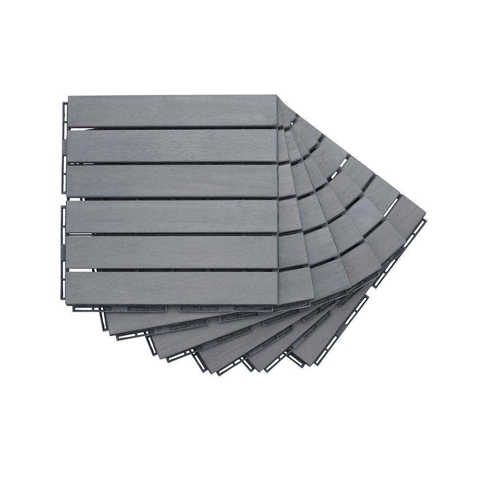 Afoxsos 1 ft. x 1 ft. Light Grey Wood Interlocking Deck Tiles Striped Pattern All-Weather for Patio, Balcony Pool Side (30-Pack)