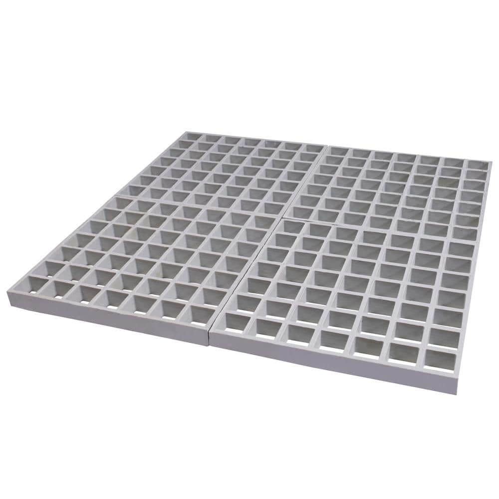 Wellco Fiberglass Molded Grating Composite for Floors Outdoor Drain Cover Deck Tile, 1.5x1.5x1in, 1x1ft, Gray, Gritted