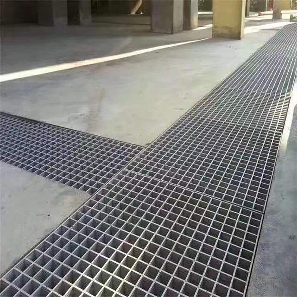 Wellco Fiberglass Molded Grating Composite for Floors Outdoor Drain Cover Deck Tile, 1.5x1.5x1in, 2x2ft, Gray, Gritted