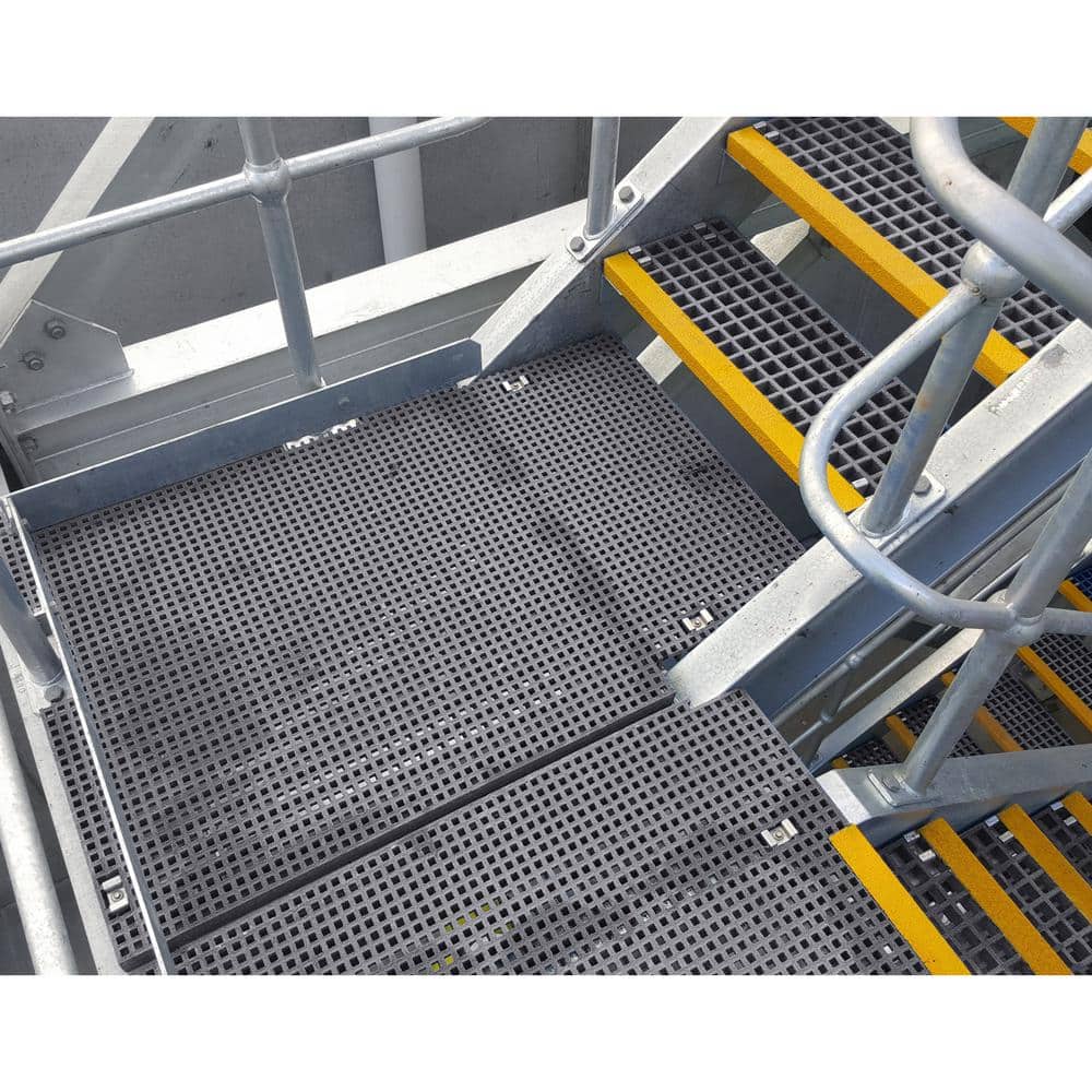 Wellco Fiberglass Molded Grating Composite for Floors Outdoor Drain Cover Deck Tile, 1.5x1.5x1in, 2x2ft, Gray, Gritted