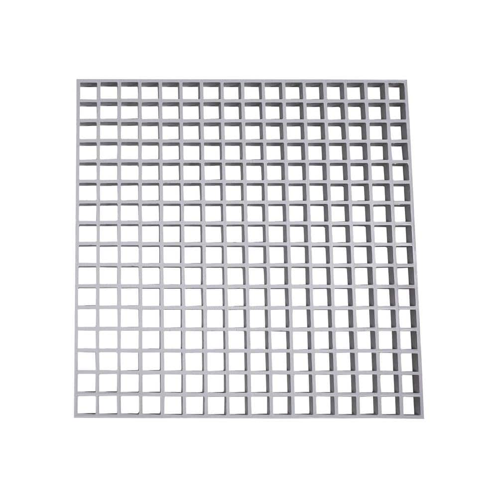 Wellco Fiberglass Molded Grating Composite for Floors Outdoor Drain Cover Deck Tile, 1.5x1.5x1in, 2x2ft, Gray, Gritted