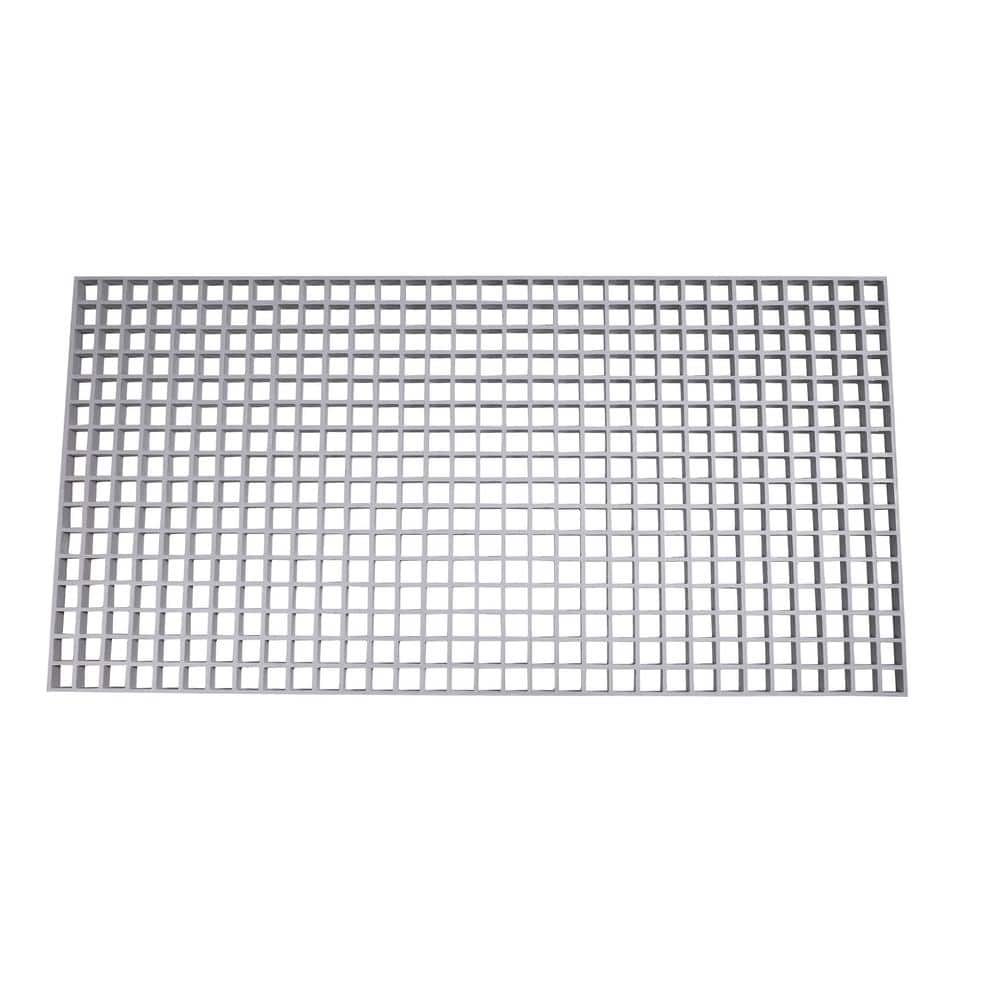 Wellco Fiberglass Molded Grating Composite for Floors Outdoor Drain Cover Deck Tile, 1.5x1.5x1in, 2x4ft, Gray, Gritted