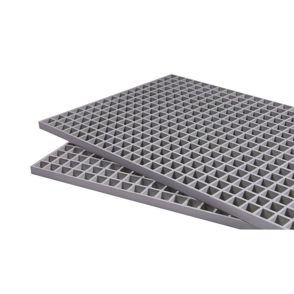 Wellco Fiberglass Molded Grating Composite for Floors Outdoor Drain Cover Deck Tile, 1.5x1.5x1in, 2x4ft, Gray, Gritted