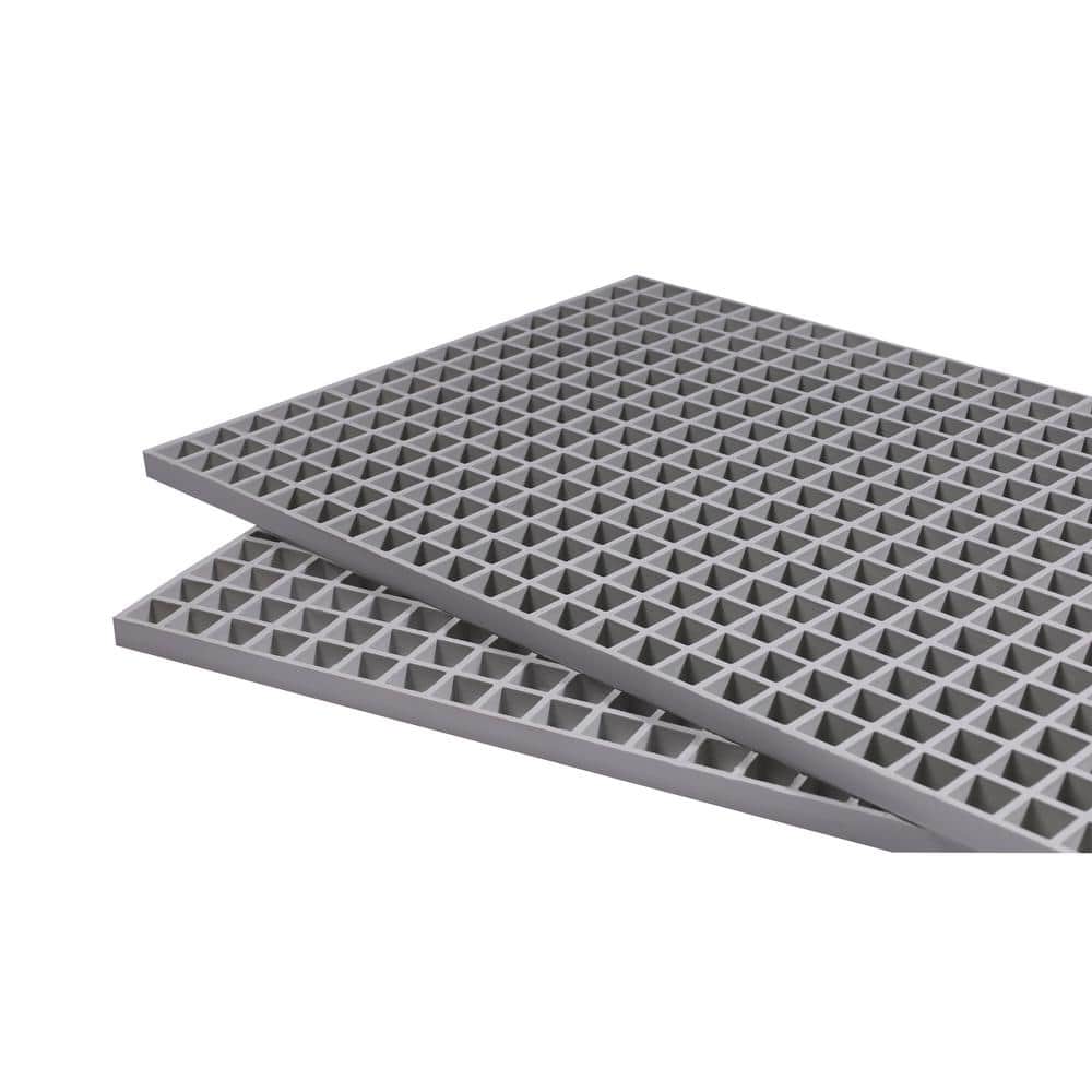 Wellco 1.68 ft. x 3.35 ft. x 2 in. Fiberglass Molded Grating, 2 in. x 2 in. x 2 in., Gray, Resin Paver