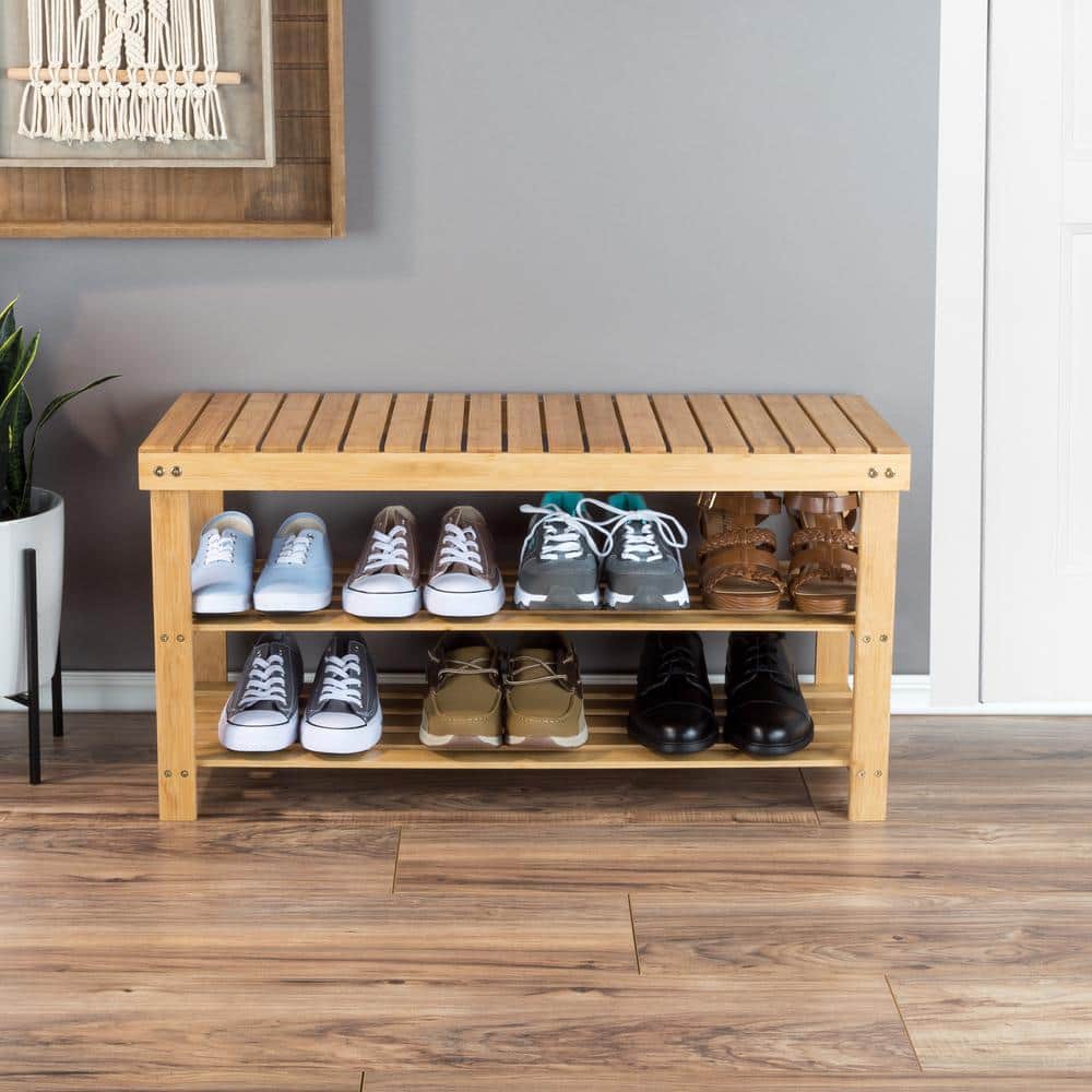 Lavish Home 8-Pair Bamboo Bench and Shoe Organizer