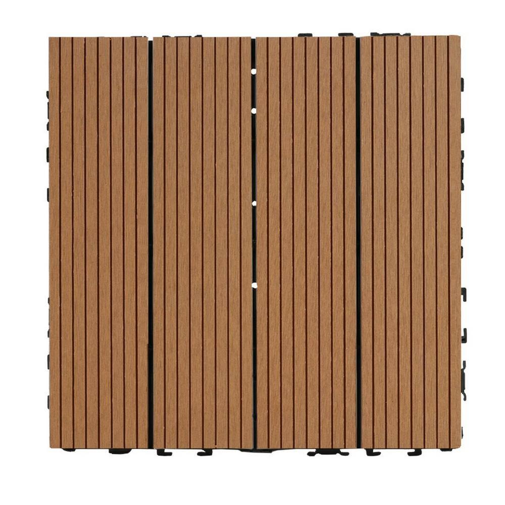 Tidoin Outdoor 1 ft. x 1 ft. Composite Deck Tile in Light Wood(20 Per Box)