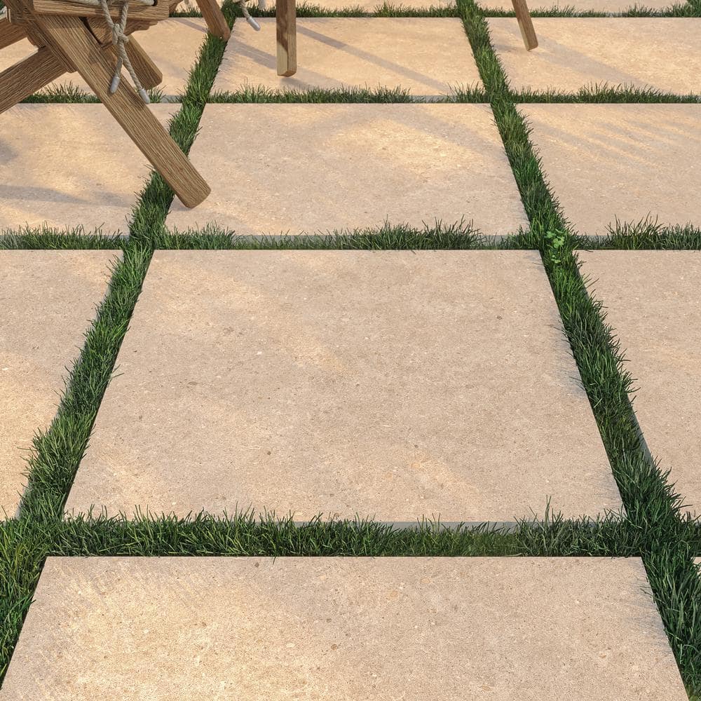 Pietra Limestone Sand 6 in. x 6 in. x 0.75 in. Stone-Look Porcelain Paver Sample