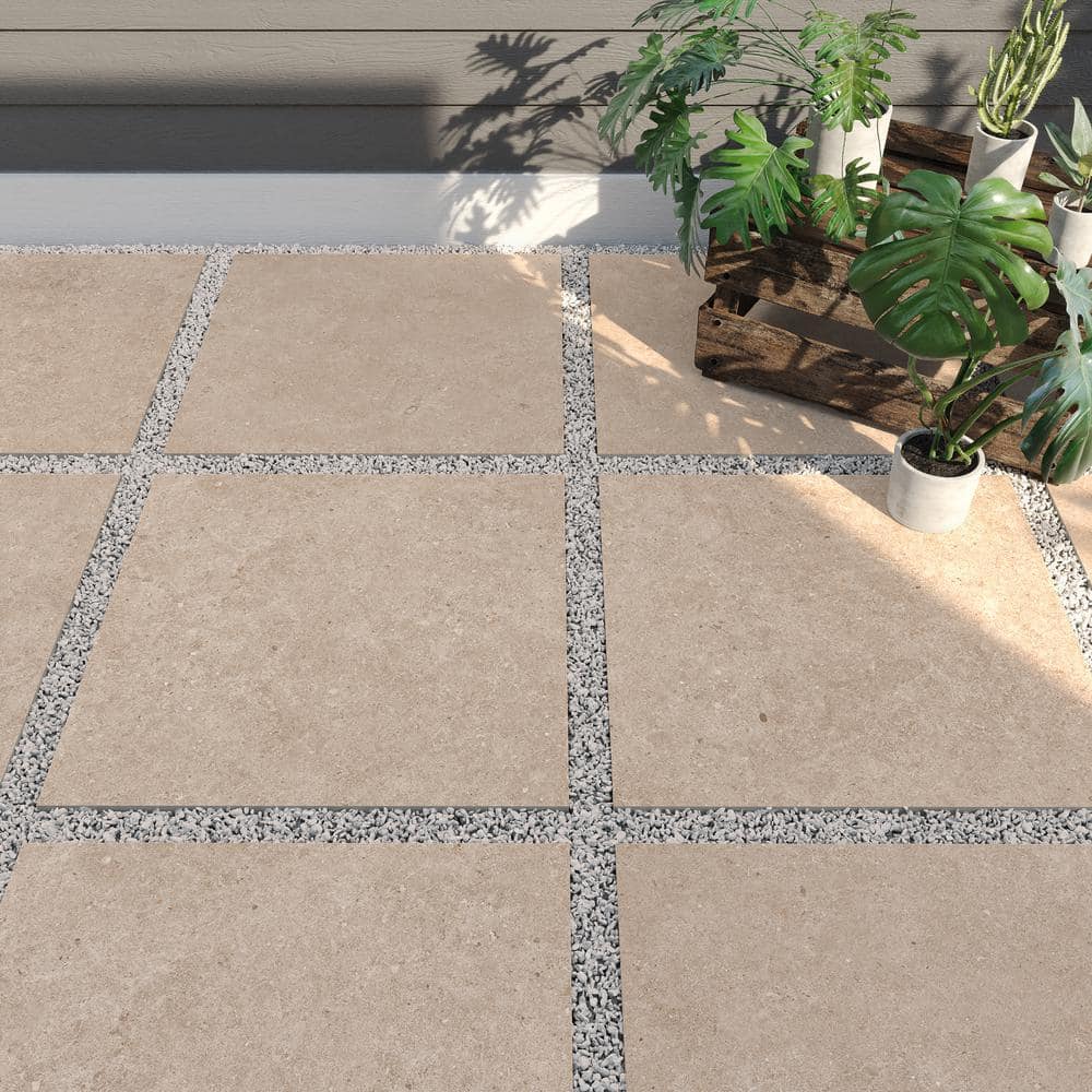 Pietra Limestone Sand 6 in. x 6 in. x 0.75 in. Stone-Look Porcelain Paver Sample