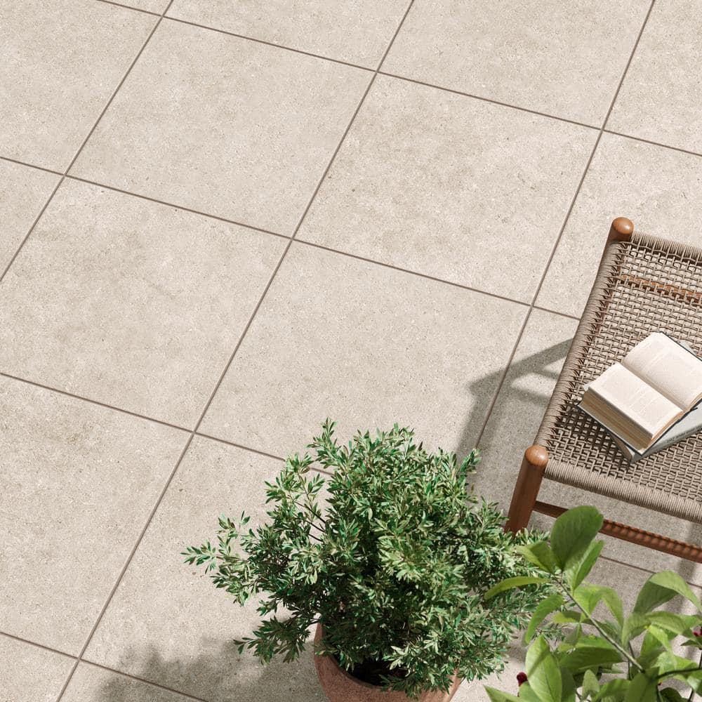 Pietra Limestone White 24 in. x 24 in. x 0.75 in. Stone-Look Porcelain Paver (Case of 2)