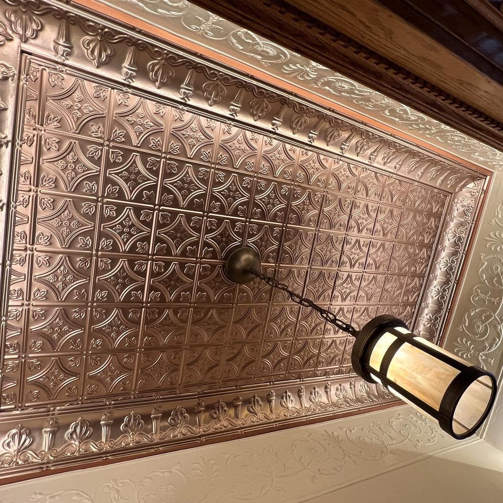 FROM PLAIN TO BEAUTIFUL IN HOURS Moonlit Seashore 0.012 in. x 6.44 in. x 48 in. Metal Bed Moulding Nail-up Tin Cornice in Lincoln Copper (48 Ln.ft./Pack)