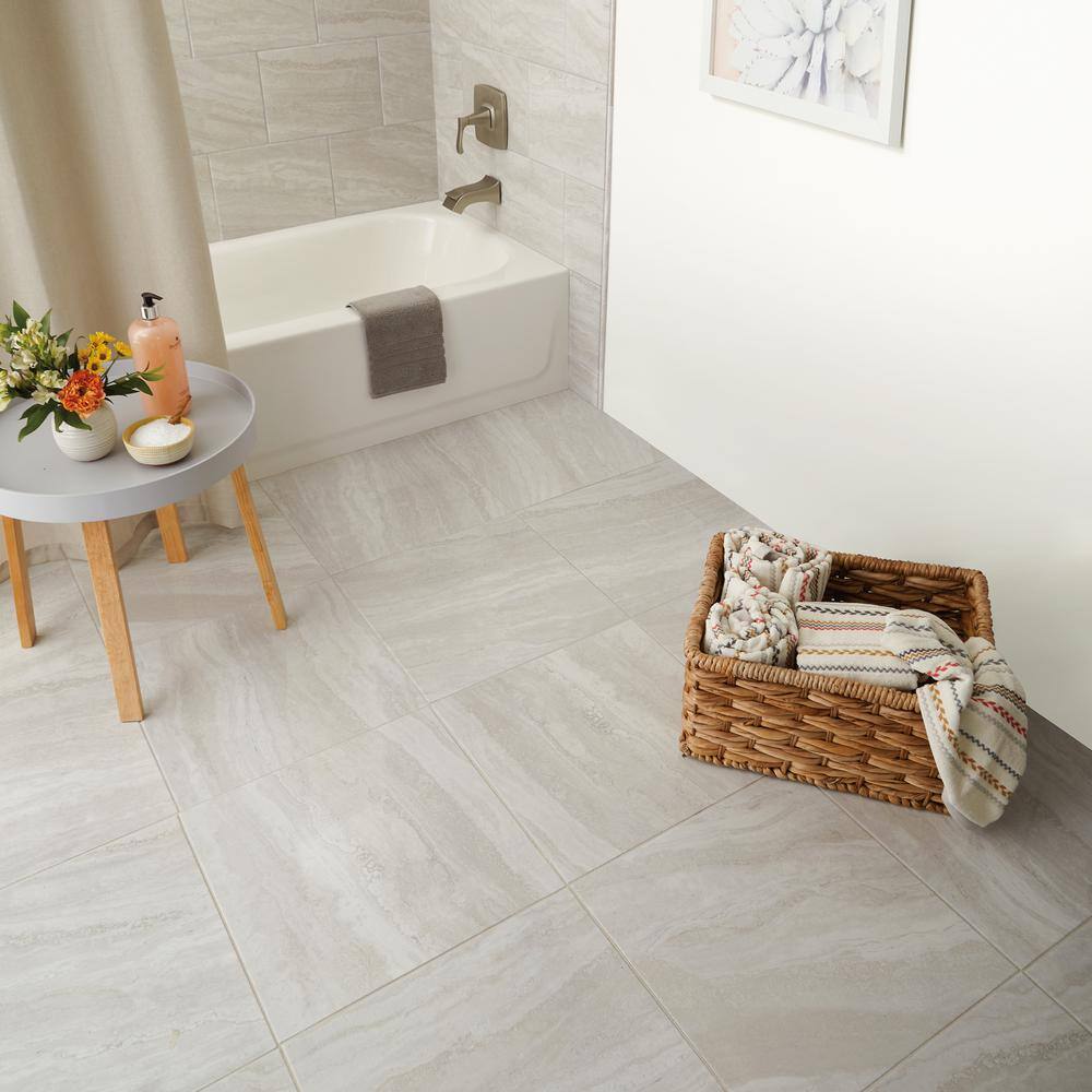 Daltile Hamilton Linear Gray 18 in. x 18 in. Ceramic Floor and Wall Tile (17.76 sq. ft. / case)
