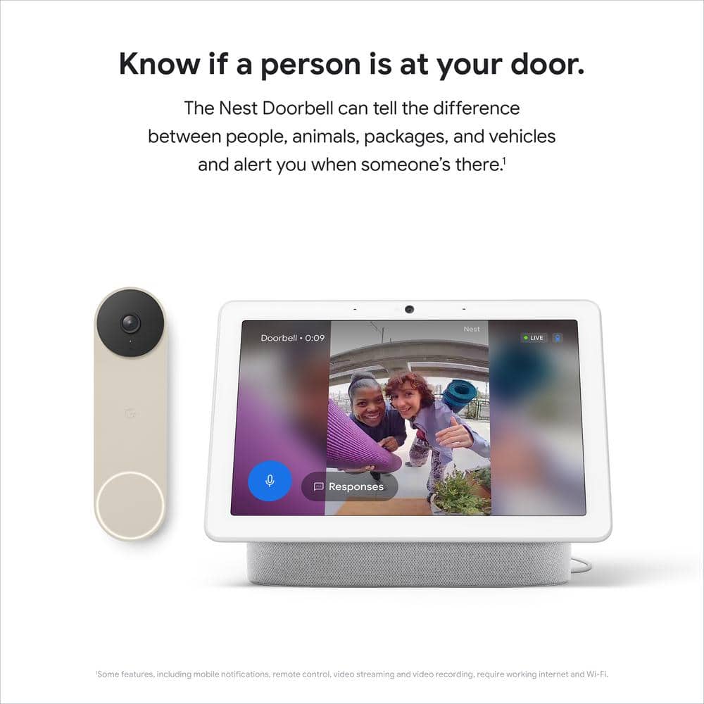 Google Nest Doorbell (Battery) - Smart Wi-Fi Video Doorbell Camera - Linen