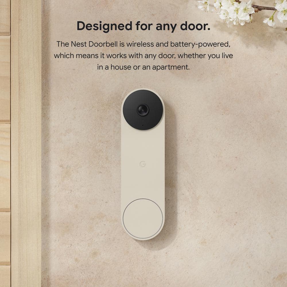 Google Nest Doorbell (Battery) - Smart Wi-Fi Video Doorbell Camera - Linen