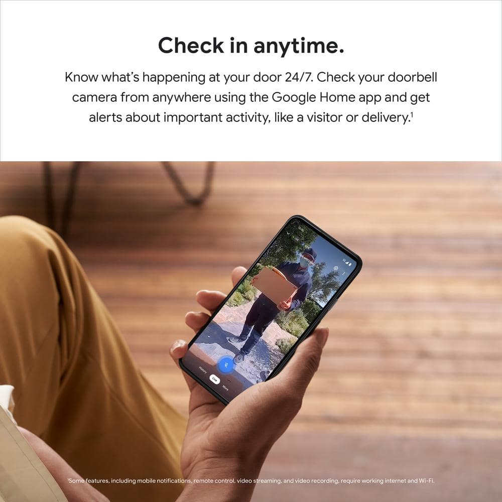Google Nest Doorbell (Battery) - Smart Wi-Fi Video Doorbell Camera - Linen