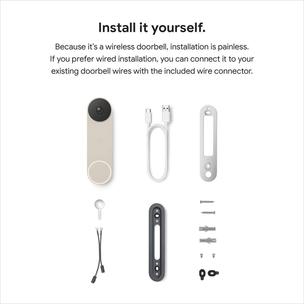 Google Nest Doorbell (Battery) - Smart Wi-Fi Video Doorbell Camera - Linen