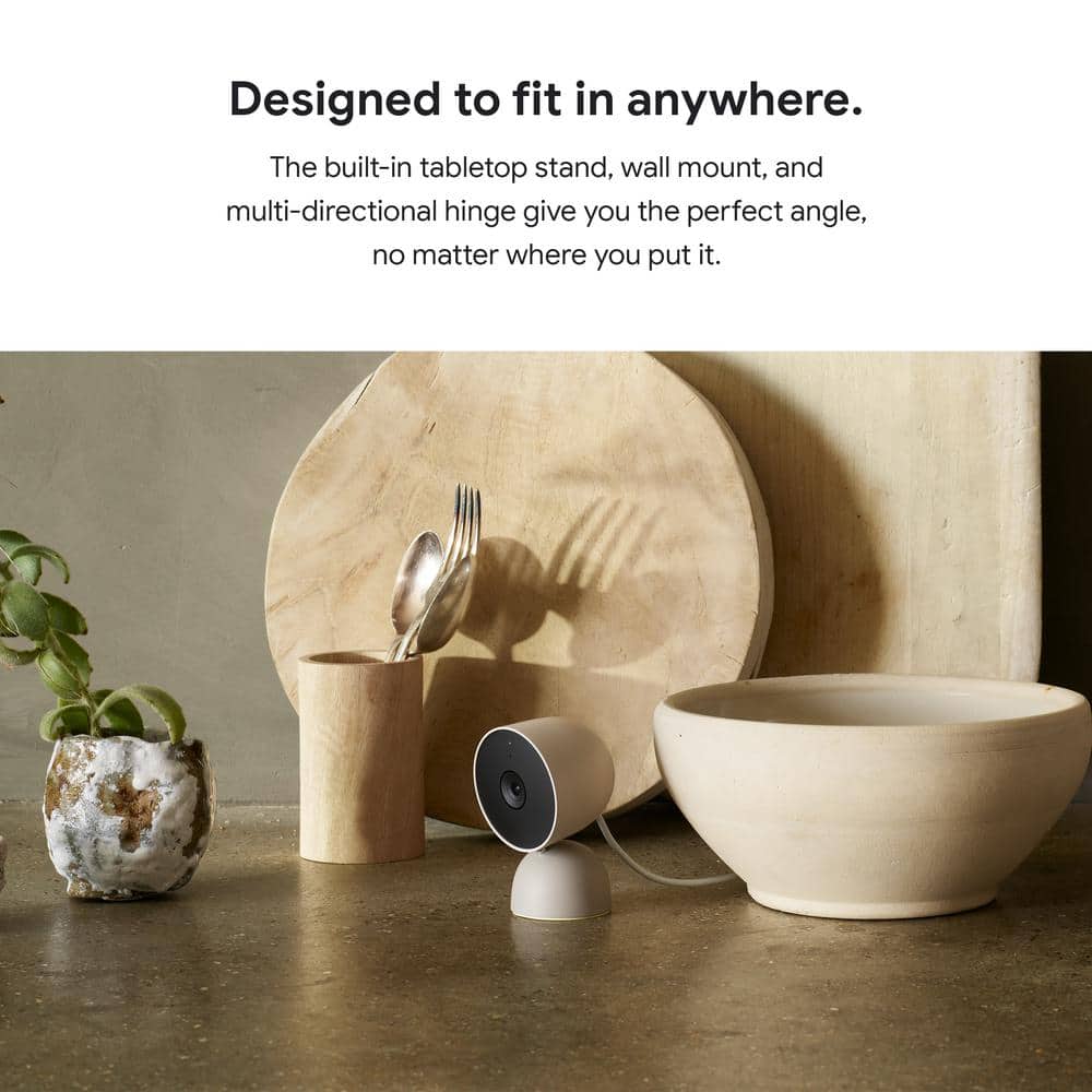 Google Nest Cam Indoor Wired Smart Home Security Camera Linen