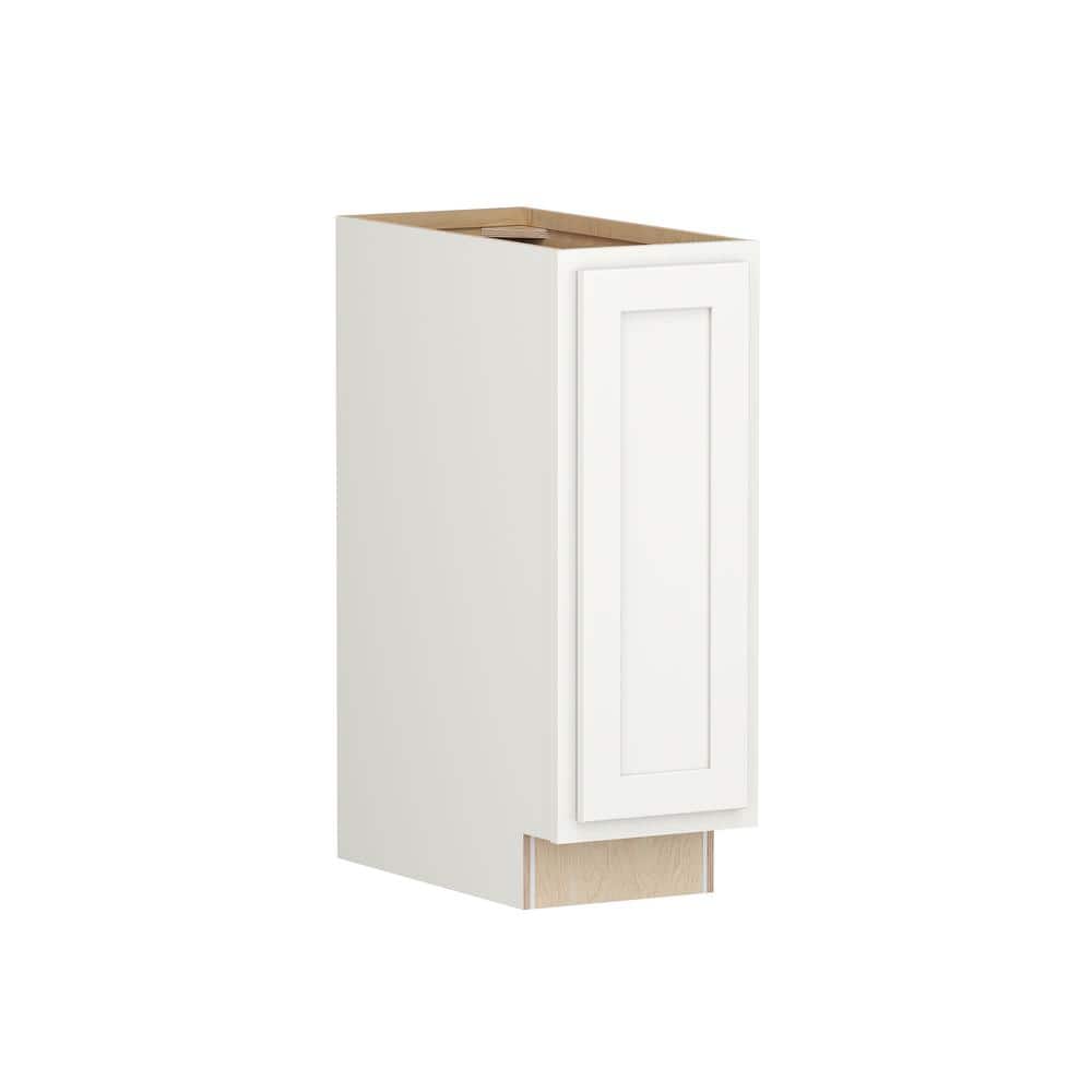 Shaker Partial Overlay 12 in W x 24 in D x 34.5 in H Plywood Assembled Full Height Base Kitchen Cabinet in Linen White