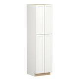 Shaker Full Overlay 24 in. W x 24 in. D x 90 in. H Plywood Assembled Utility Kitchen Cabinet in Linen White